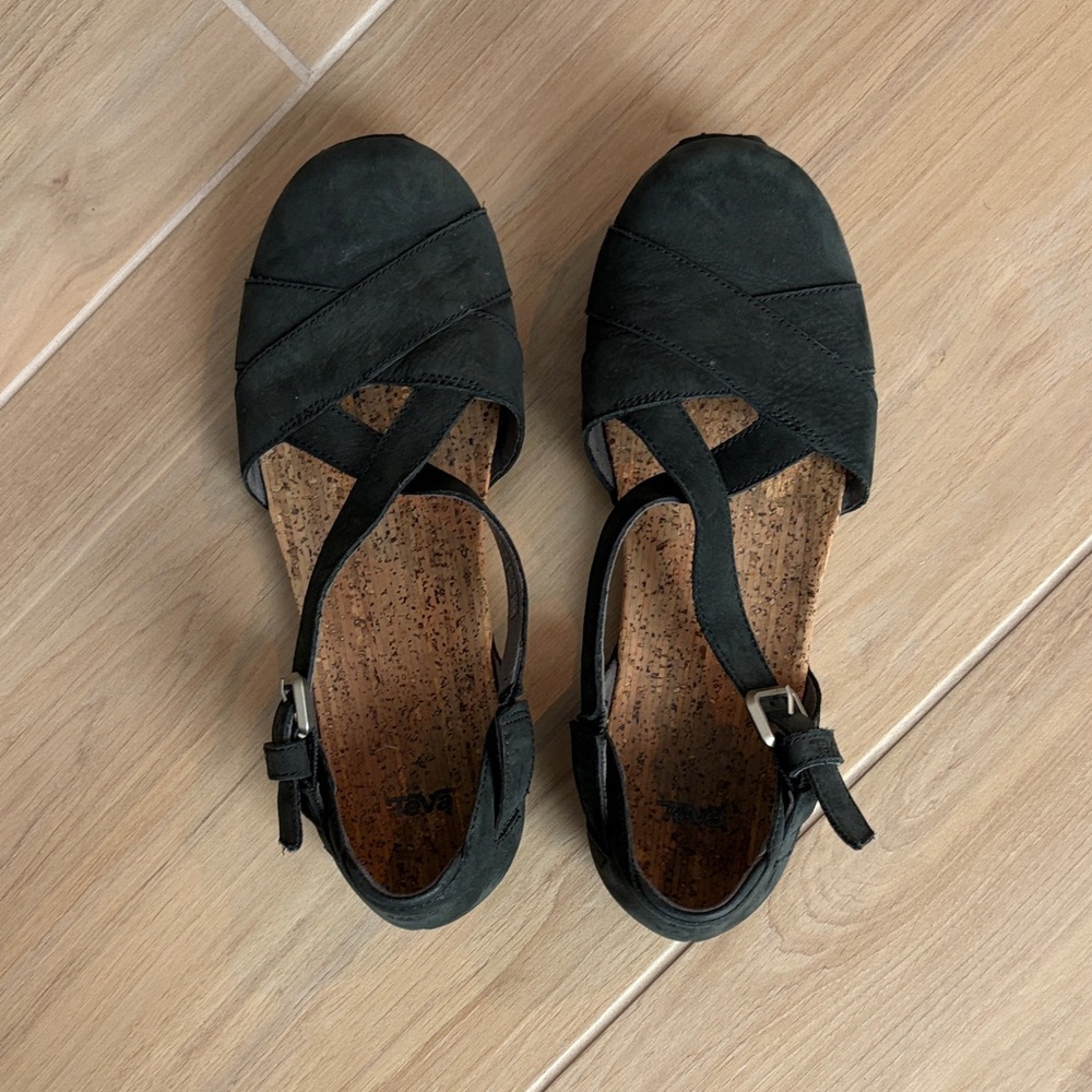 Teva Black Women's Sandals with Cork Insole